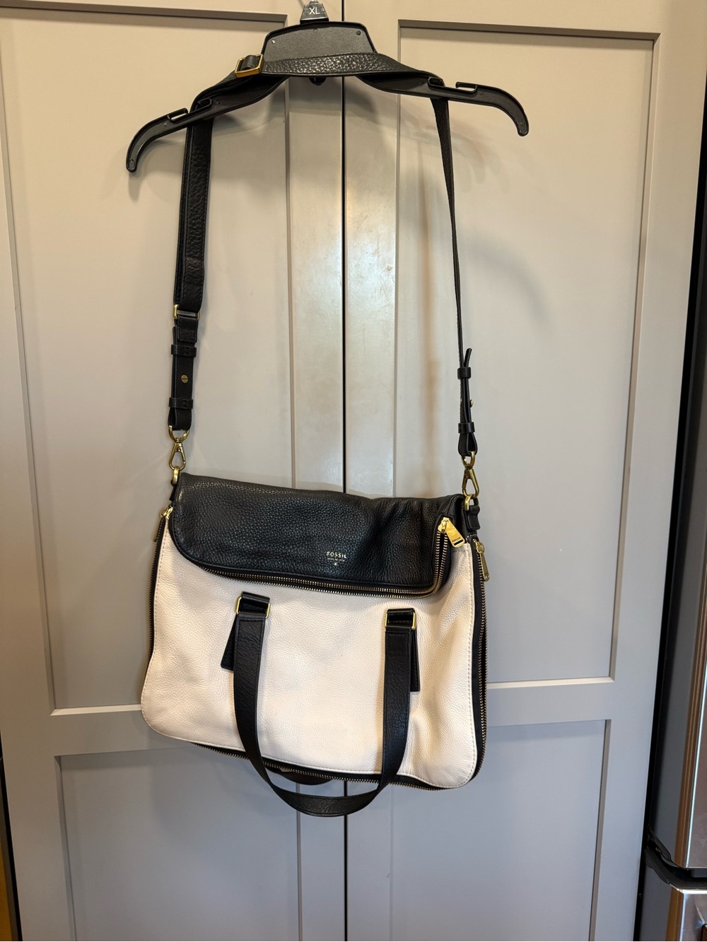 Fossil Explorer/Preston Foldover Leather tote Messenger crossbody bag